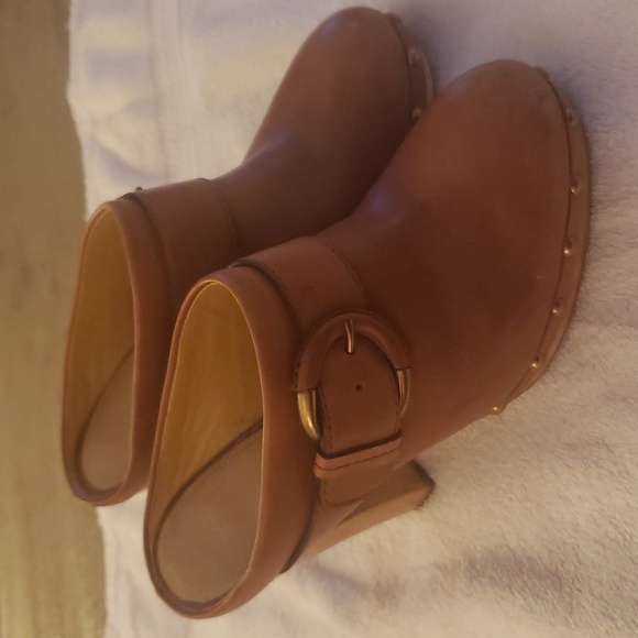 COACH ELAINE BROWN SKY HIGH MULES CLOGS 7.5M - Picture 1 of 7